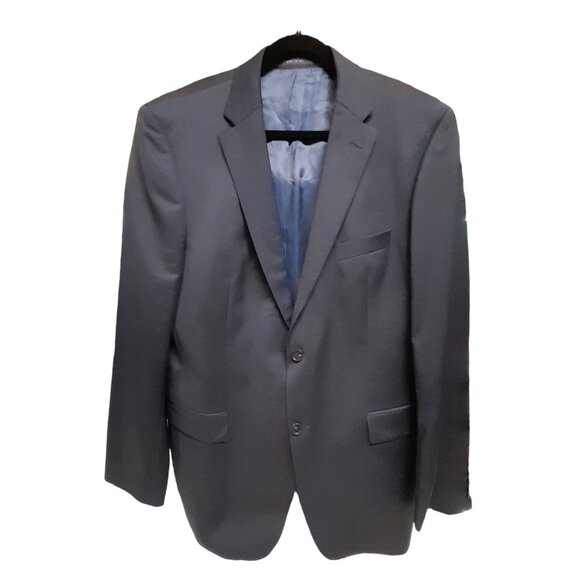 Hugo Boss Reda Super 100 Virgin Wool Mens Size 44L Work Event Blazer Navy Blue - Picture 1 of 9